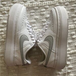 Nike Women's White and Gray platform Sneakers